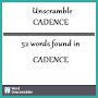 Unscramble CADENCE - Unscrambled 52 words from letters in CADENCE